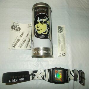 2005 Burger King Luke Skywalker Star Wars Episode 4 A New Hope Watch AND Tin